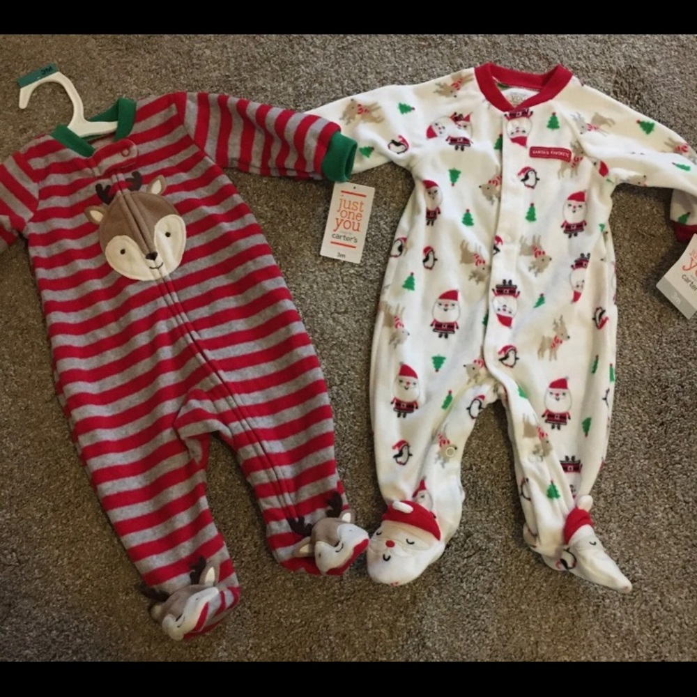 NWT Carter’s fleece Christmas pjs 3M